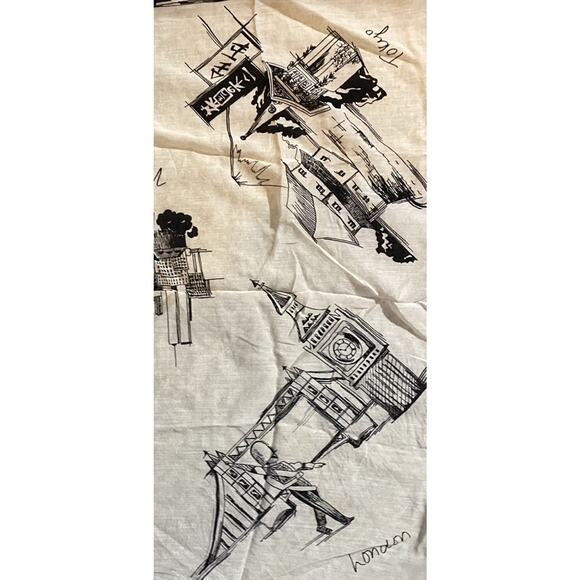 Echo Silk Handkerchief Scarf City Sketch Print New York Rome Tokyo Shanghai Vtg - Picture 7 of 7